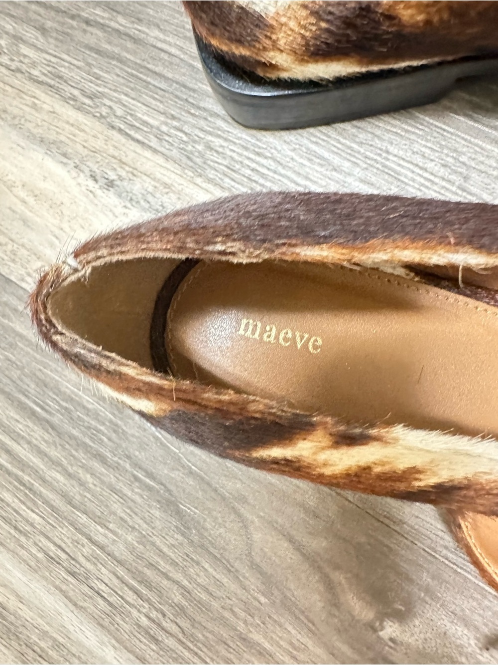 Maeve Anthropologie Cow Hide Pointed Moto Toe Mary Jane Flats - Picture 5 of 6